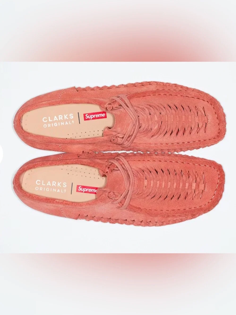 Clarks Originals X Supreme Wallabee Woven Weave Salmon Pink Suede size 7m